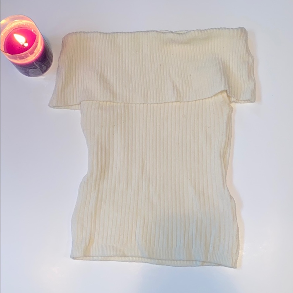 White Knit Off-The-Shoulder Top